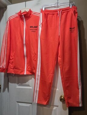 Milano Zip-Front Track Set with White Stripes